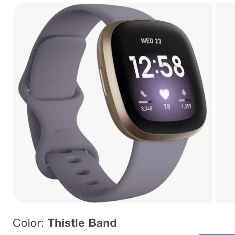 Fitbit versa 3 smartwatch - brand new, never opened, limited edition thistle